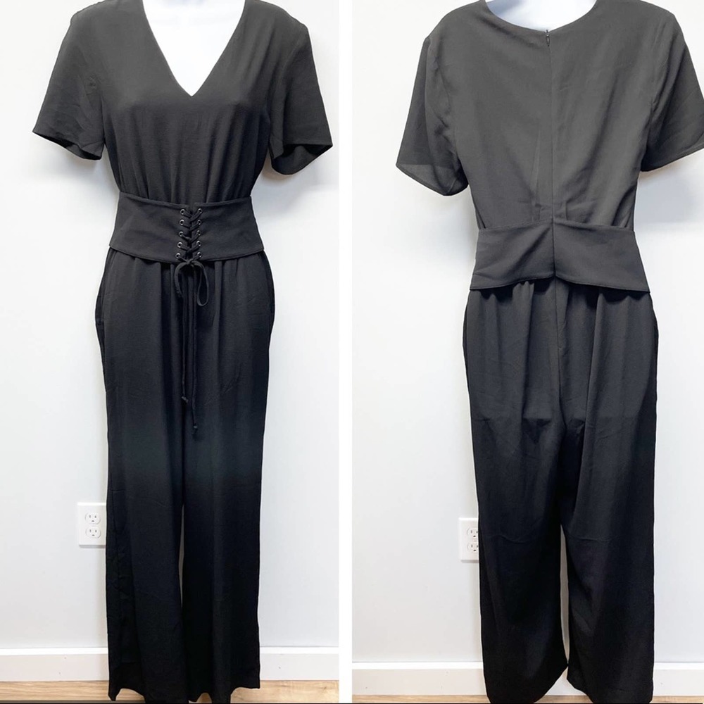 WAYF Belted Corset Waist Black Jumpsuit Size Small